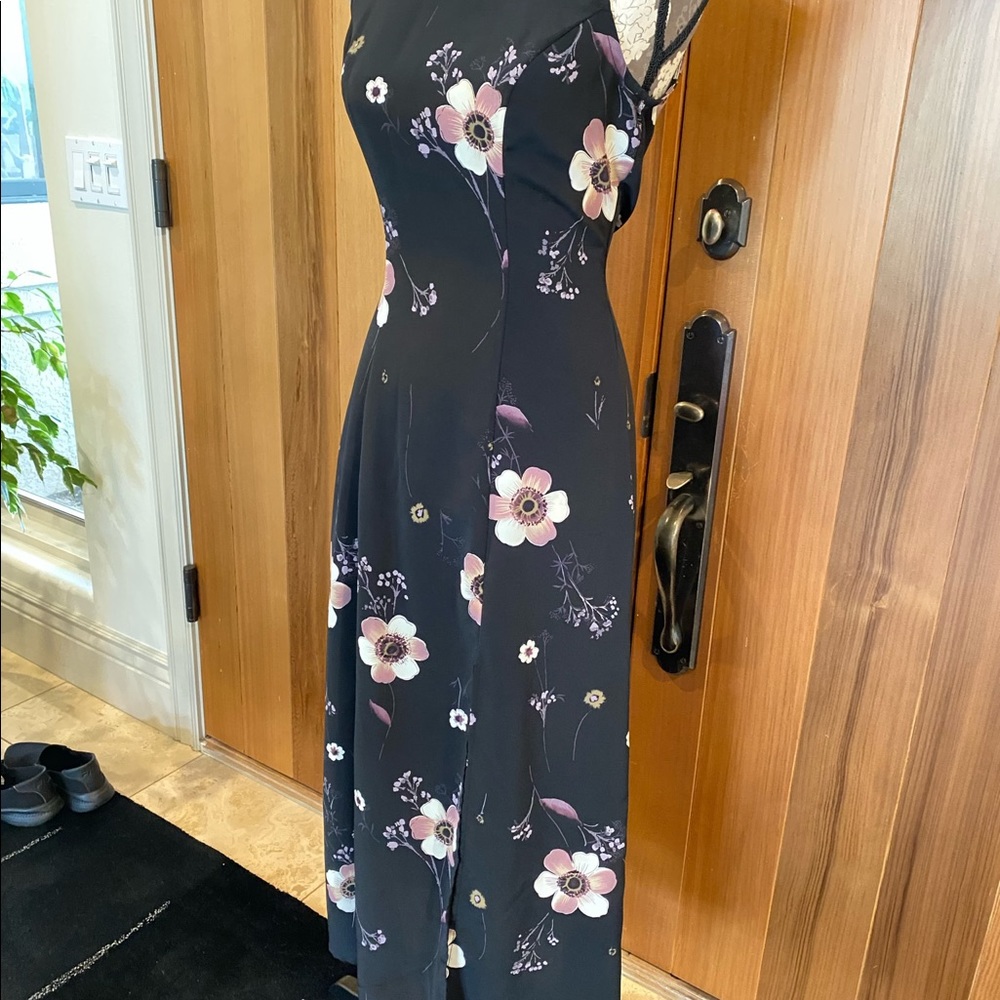 Floral black maxi/midi dress with slit - Picture 9 of 9